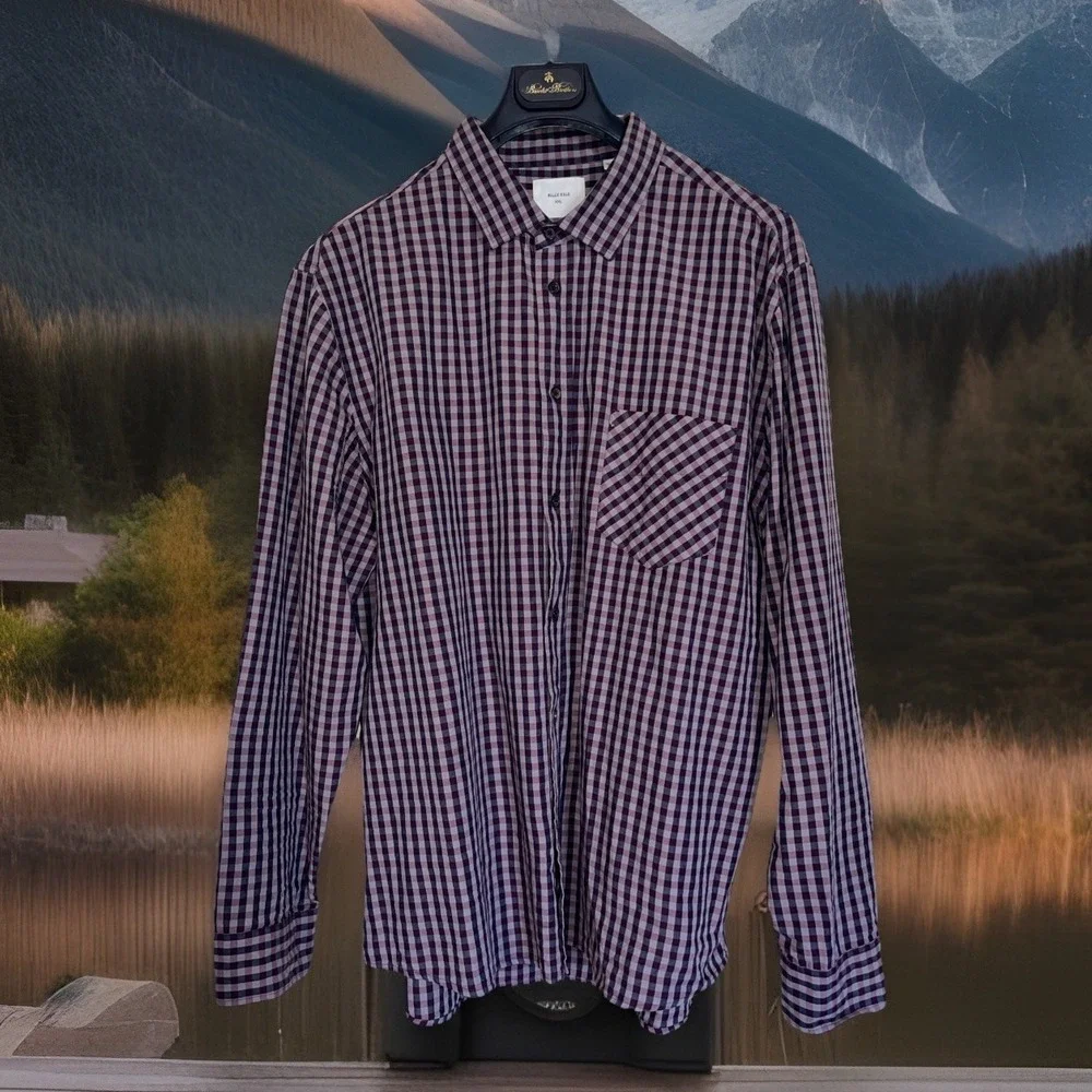 Billy Reid Standard Shirt Men XXL Gingham Check Long Sleeve Button Down - Picture 2 of 7